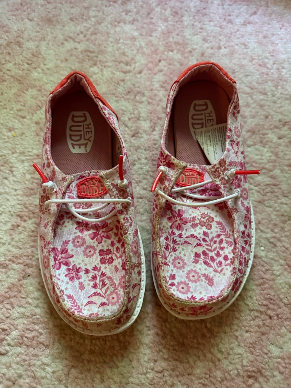 Hey Dude Kids Pink Floral Wendy Youth Forager Elastic Lace Slip-Ons Sz 1